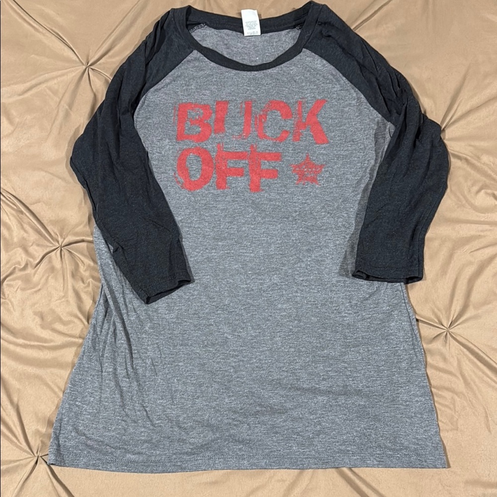 Gray and Black Graphic Raglan Tee